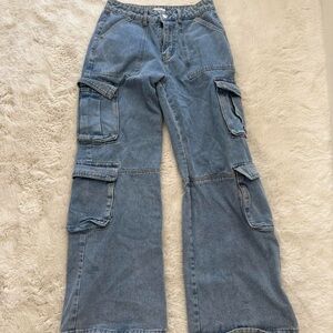 superdown Blue cargo Wide Leg Jeans